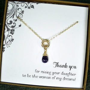 mother of the bride gift amethyst gold necklace