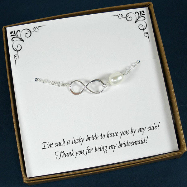 bridesmaid bracelet gift silver infinity bracelet
