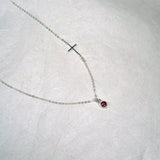 sideways cross necklace gemstone sterling silver