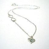 sideways infinity initial necklace personalized sterling silver