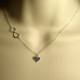 Infinity Necklace with Initials Charm, Sterling Silver