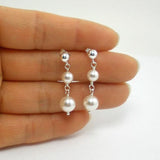 pearl dangle earrings custom bridal wedding jewelry swarovski