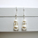 pearl wedding jewelry bride necklace earrings sets silver swarovski