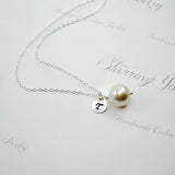 personalized bridesmaid gifts set initial pearl necklaces silver