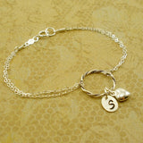 personalized heart circle bracelet sterling silver