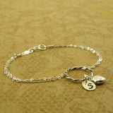 personalized heart circle bracelet sterling silver