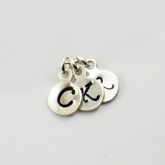 Hand Stamped Small Initial Charms: Sterling Silver