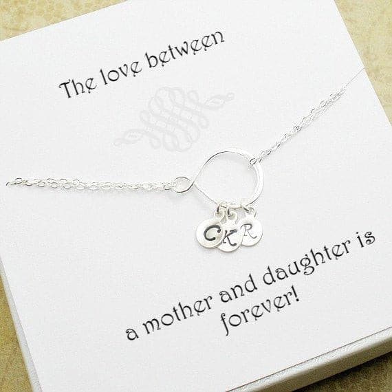 mom initial bracelet silver personalized gift