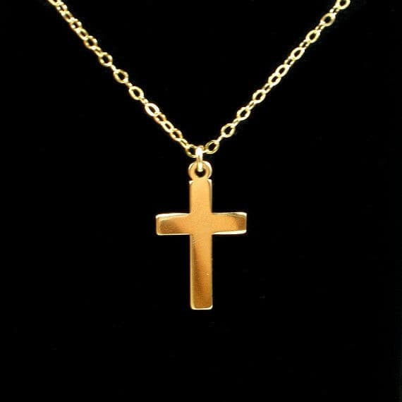 simple cross necklace 14k gold filled