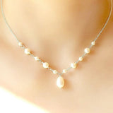 pearl backdrop necklace bride wedding jewelry swarovski