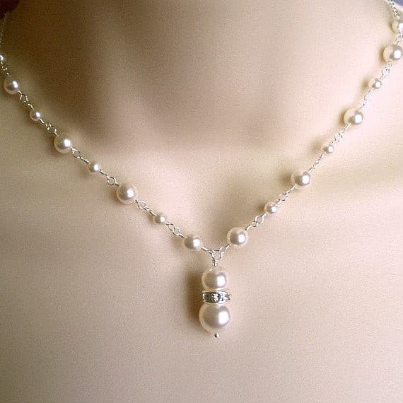 pearl wedding necklace swarovski sterling silver