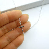 small sideways cross necklace sterling silver