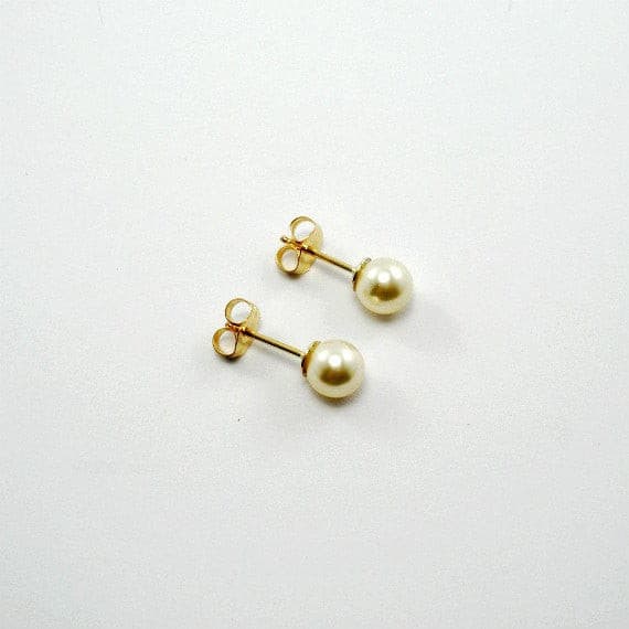 tiny pearl stud earrings gold 