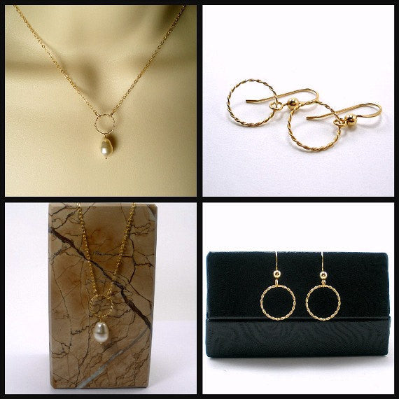 dainty gold circle jewelry set