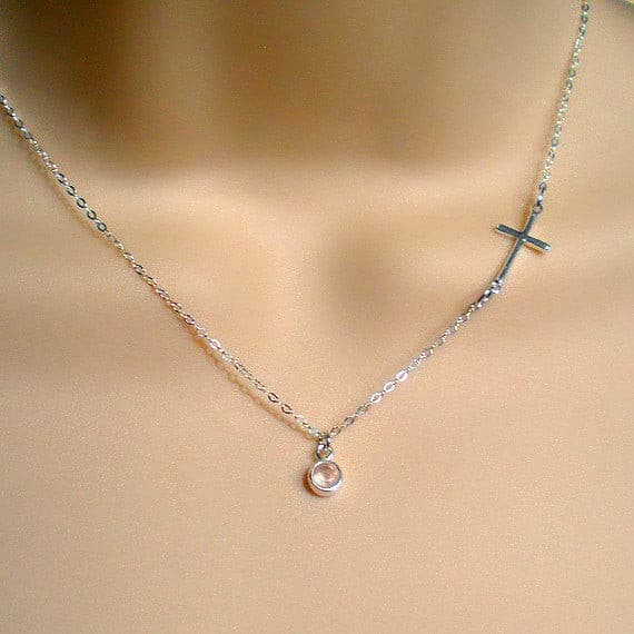 14K White Gold Sideways Curved Diamond Cross Necklace | Shop 14k White Gold  Faith Necklaces | Gabriel & Co