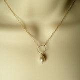bridesmaid maid of honor gift pearl necklace gold