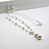 bridal pearl jewelry set backdrop necklace earrings swarovski