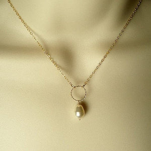 dainty gold pearl pearl drop necklace