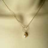 dainty gold pearl pearl drop necklace