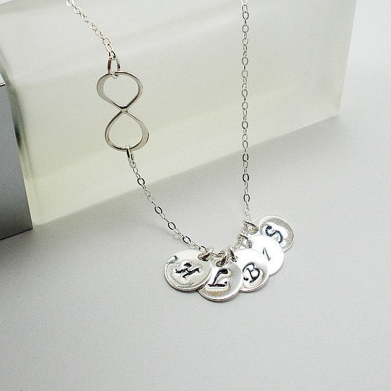 personalized infinity initial necklace sterling silver