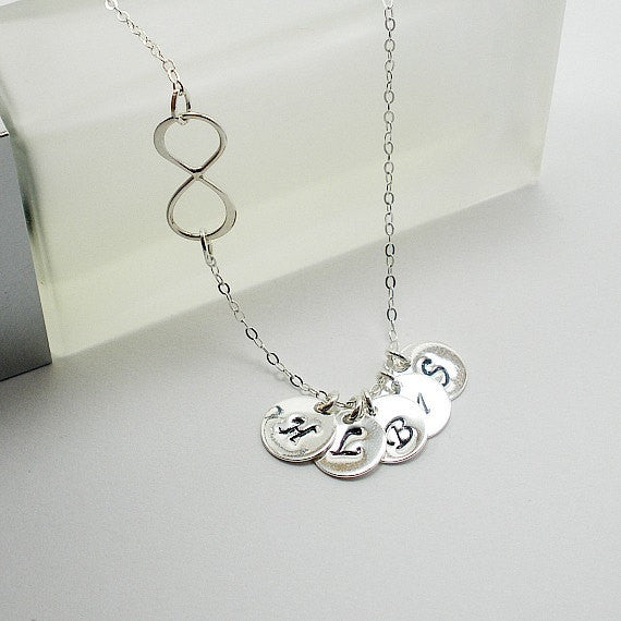 personalized infinity initial necklace sterling silver