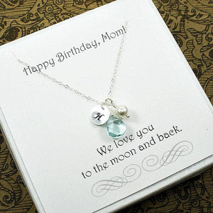 mom birthday gifts silver initial charm necklace