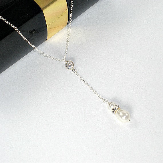 pearl y lariat necklace sterling silver