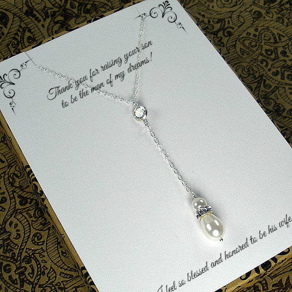 mother of the bride groom gift pearl necklace silver