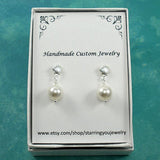 pearl drop dangle earrings seashell sterling silver