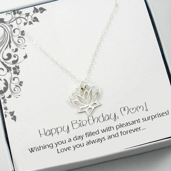 birthday gift for mom sterling silver lotus necklace