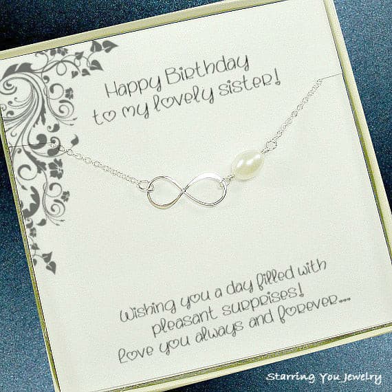 sister birthday gift infinity necklace big sister little sister jewelry