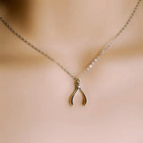 Friend Birthday Gift Wishbone Necklace Friendship message jewelry