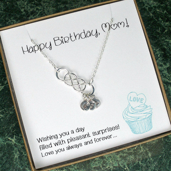 mom birthday gift personalized infinity initial necklace sterling silver