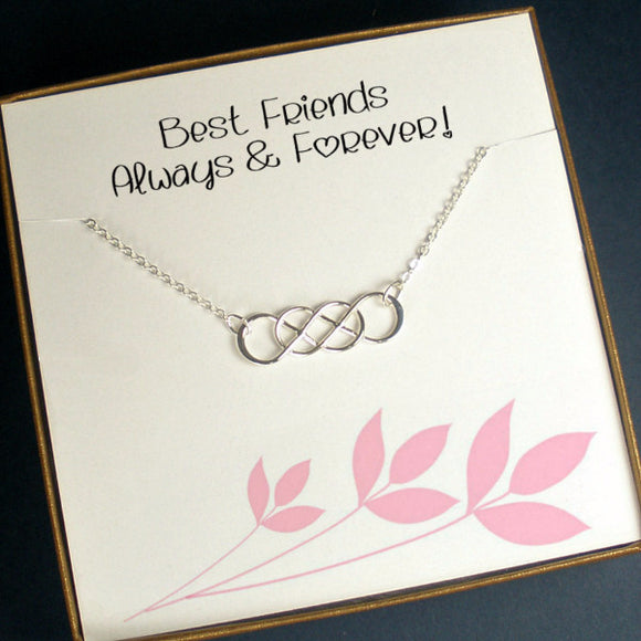 best friend gift infinity friendship necklace sterling silver