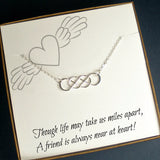 long distance friend gift infinity friendship necklace message jewelry silver