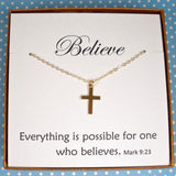 first communion confirmation gift small cross necklace gold