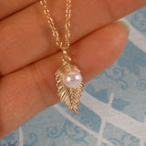 friend birthday gift, leaf necklace gold silver