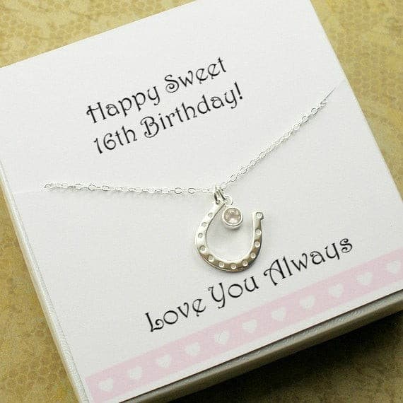 sweet 16th birthday gift horseshoe necklace horse lovers