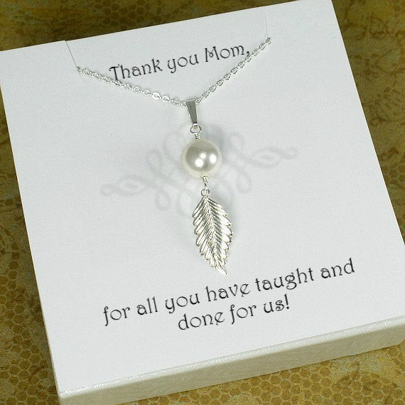 mom gifts one pearl necklace message card jewelry