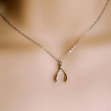 sterling silver wishbone necklace lucky jewelry