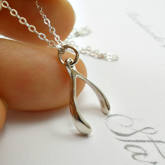 sterling silver wishbone necklace lucky jewelry 