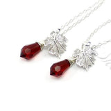 bridesmaid gift set leaf necklace sterling silver