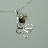 sweet 16 birthday gift, butterfly initial necklace silver