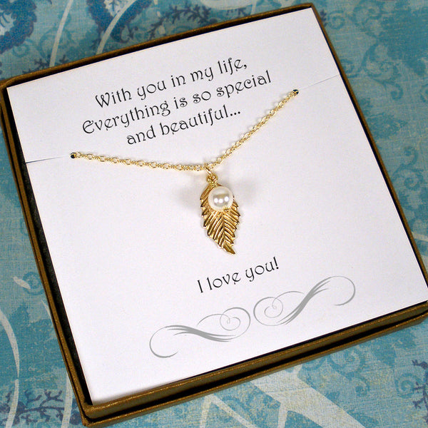 gifts for her birthday anniversary leaf necklace