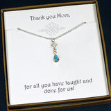 birthstone necklace for mom, sterling silver