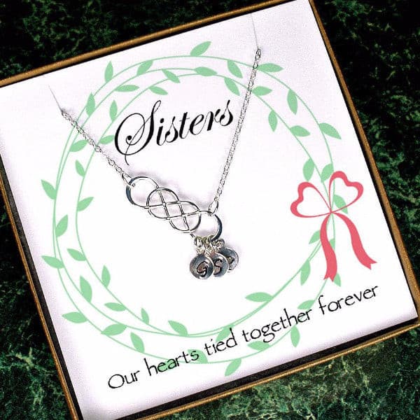 Personalized Sister Gifts Infinity Initial Necklace