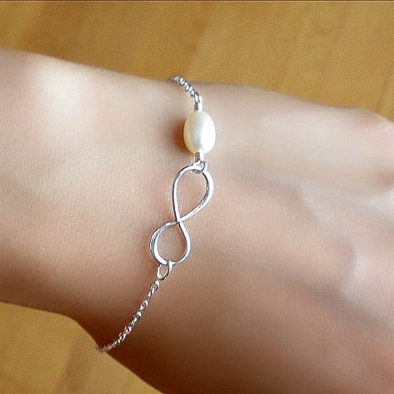 infinity pearl bracelet sterling silver