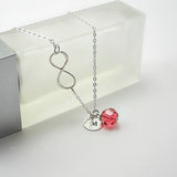 infinity initial necklace with crystal silver women jewelry