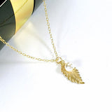 simple gold leaf necklace womens