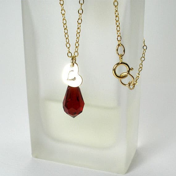 gold initial necklace with Crystal